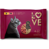 Пауч за котки My Love Adult cats  with chicken, beef 4 броя с Пилешко и телешко месо в сос